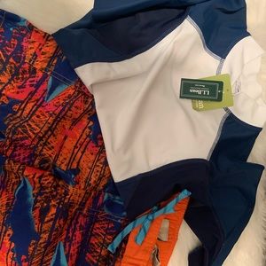LL Bean boys bathing suit and swim shirt